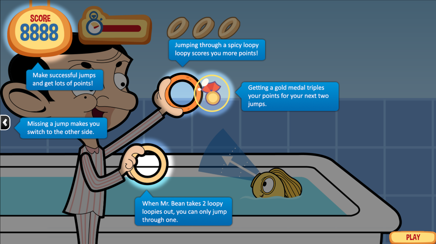 Mr. Bean Goldfish Loopy Loopy Instructions Screenshot.