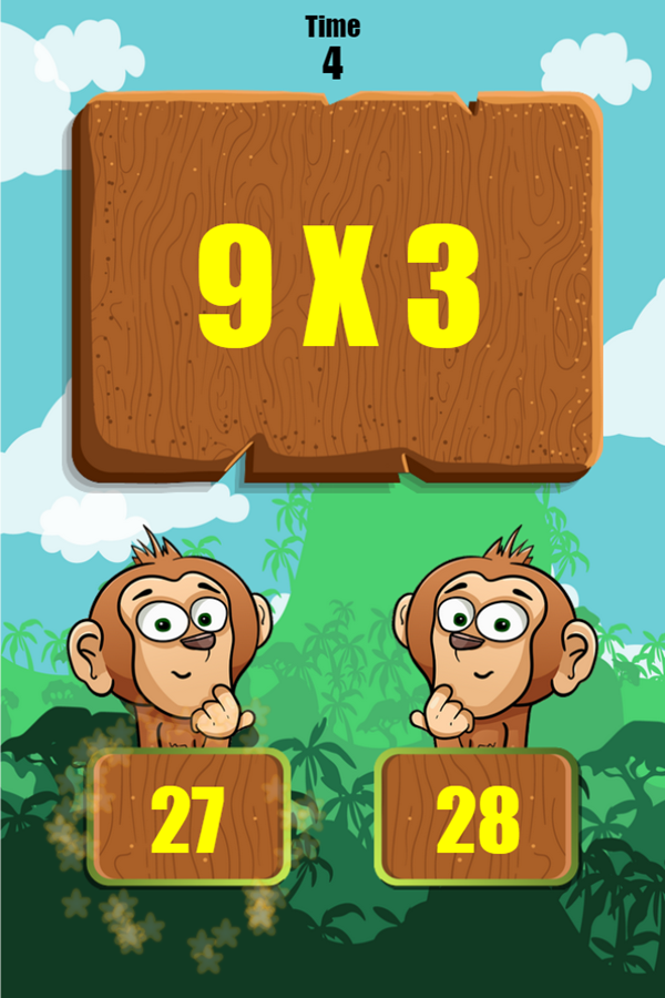 Multiplication Monkey Game Answer Screenshot.