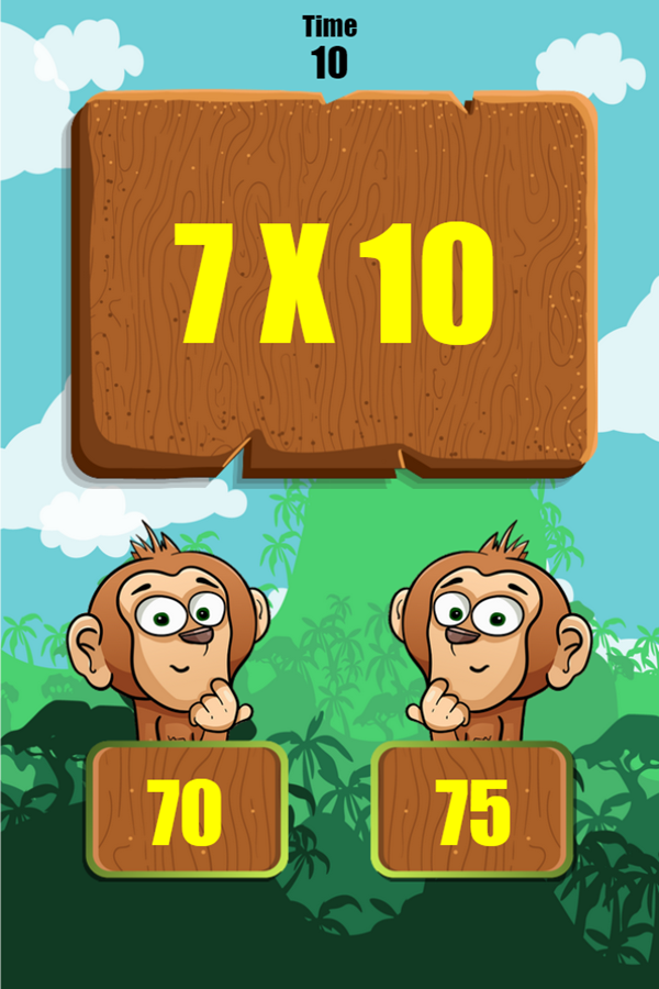 Multiplication Monkey Game Question Screenshot.