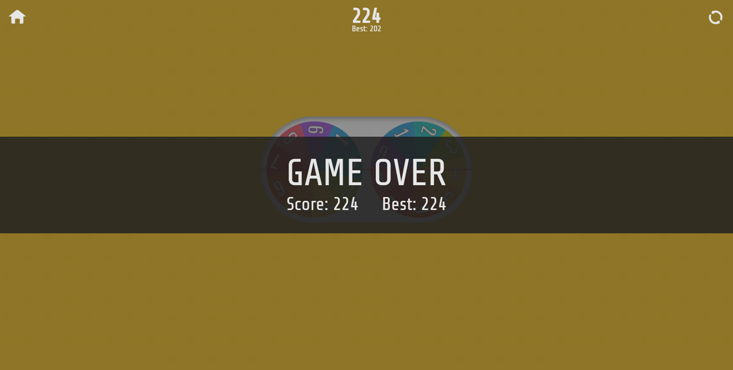 Multiplication Roulette Game Over Screenshot.