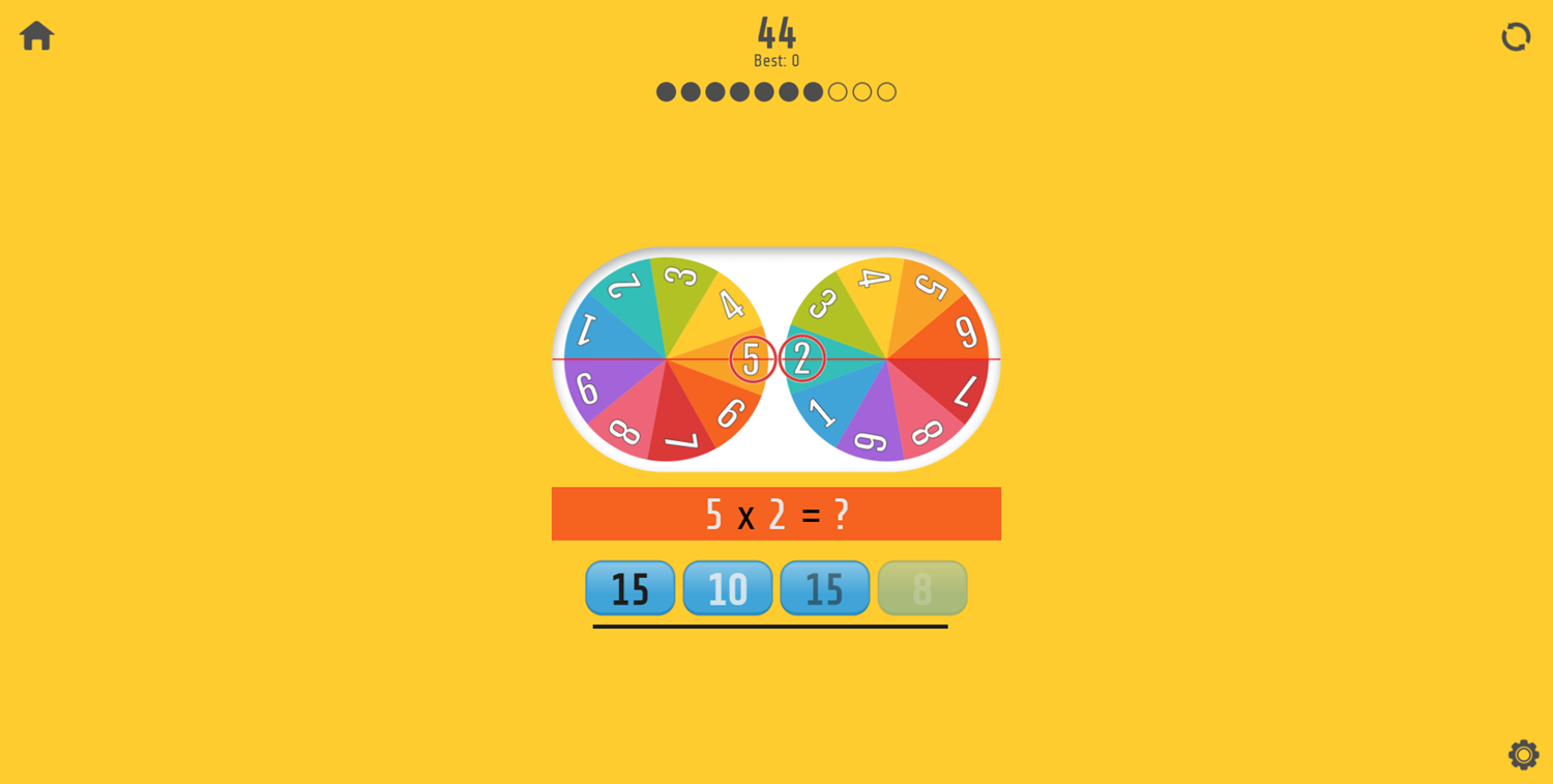 Multiplication Roulette Game Screenshot.