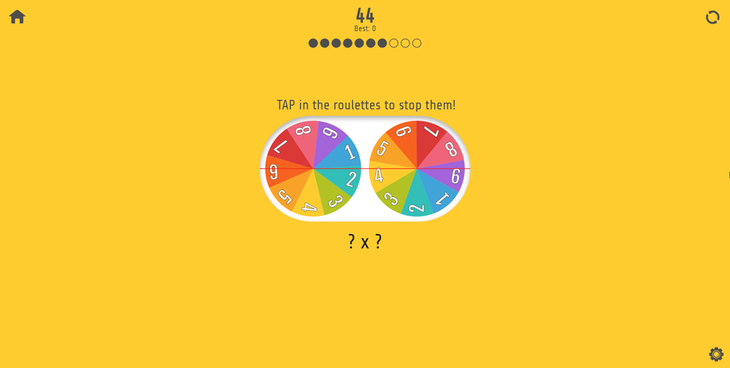 Multiplication Roulette Tap the Roullettes Screenshot.