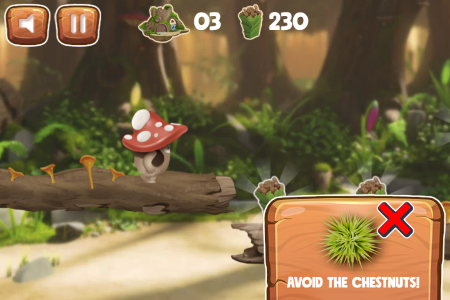 Mush Mush and the Mushables Forest Rush Game Avoid Chestnuts Screenshot.