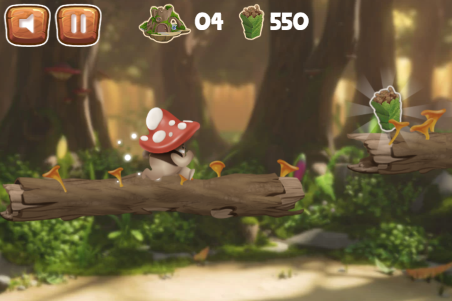 Mush Mush and the Mushables Forest Rush Game Play Screenshot.