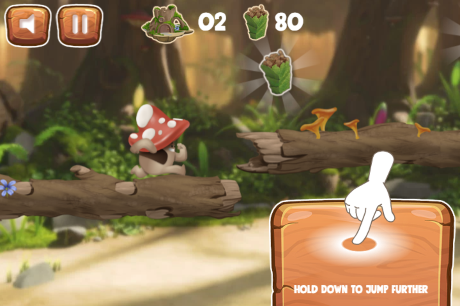 Mush Mush and the Mushables Forest Rush Game Tap To Jump Further Screenshot.