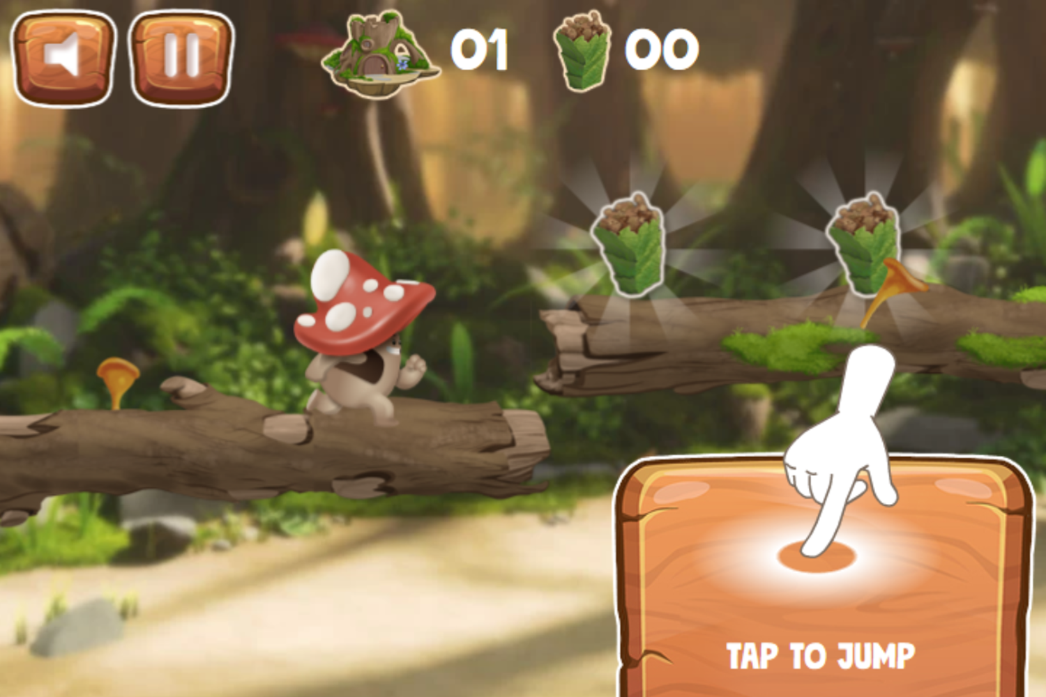 Mush Mush and the Mushables Forest Rush Game Tap To Jump Screenshot.