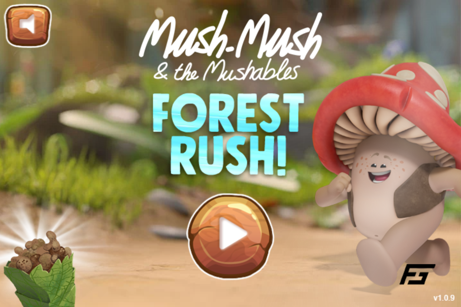 Mush Mush and the Mushables Forest Rush Game Welcome Screen Screenshot.