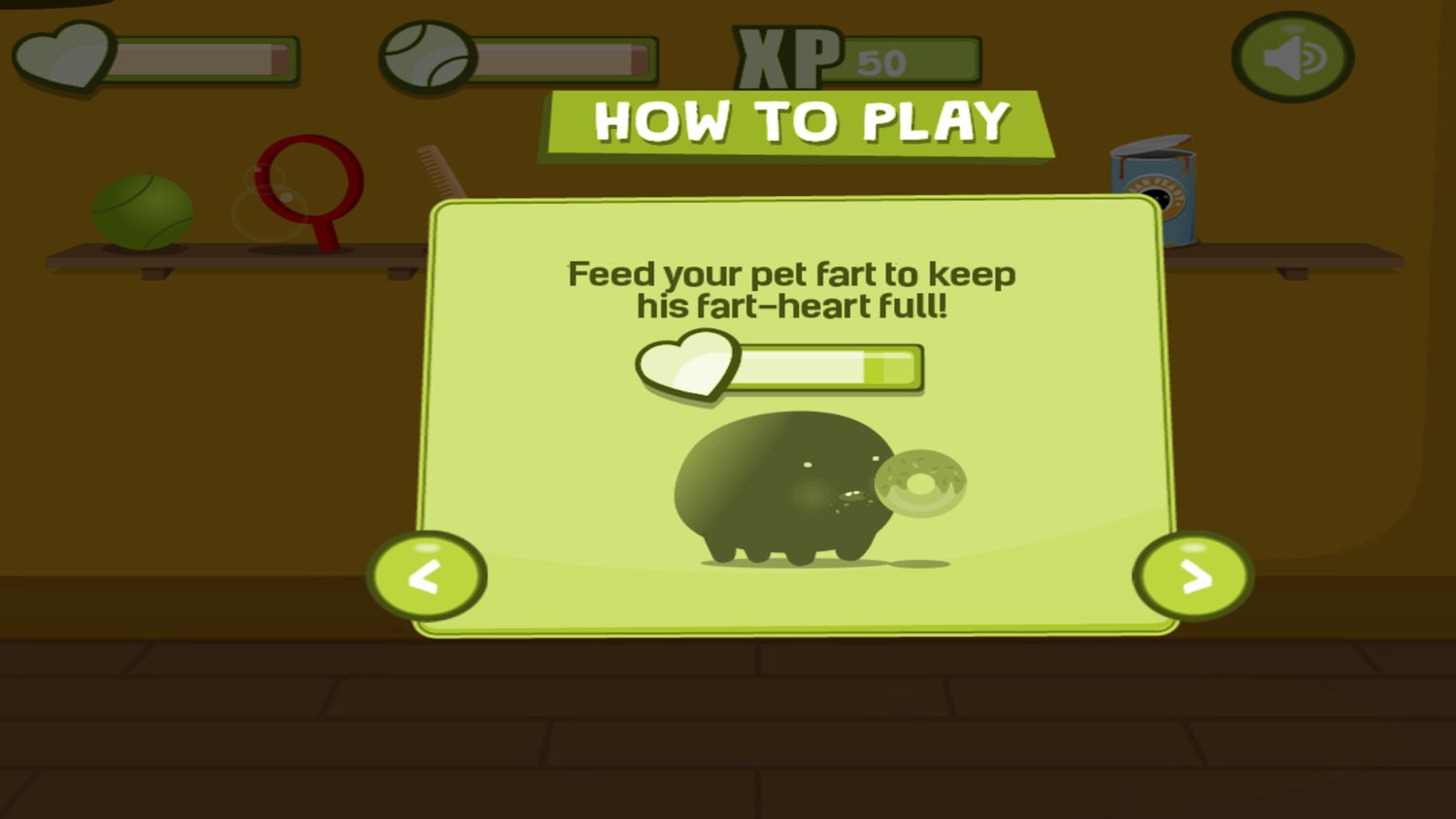 My Pet Fart Game Instructions Screenshot.