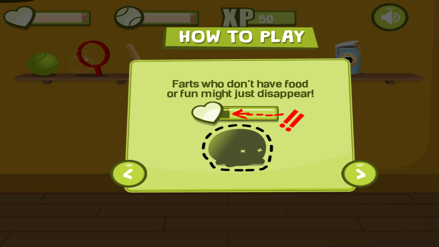 My Pet Fart Game Play Tips Screenshot.
