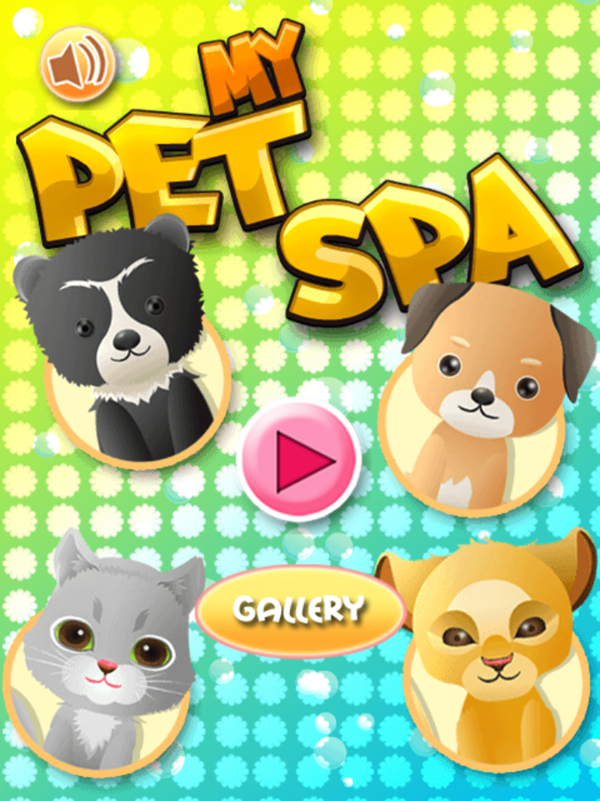 My Pet Spa Game Welcome Screen Screenshot.