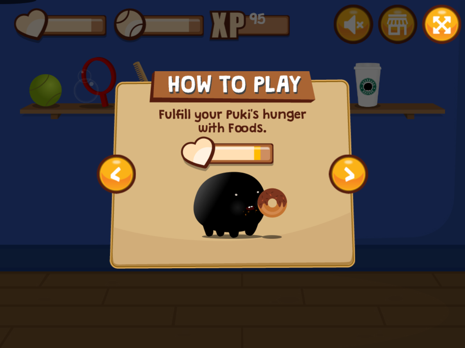 My Puki Game Instructions Screenshot.