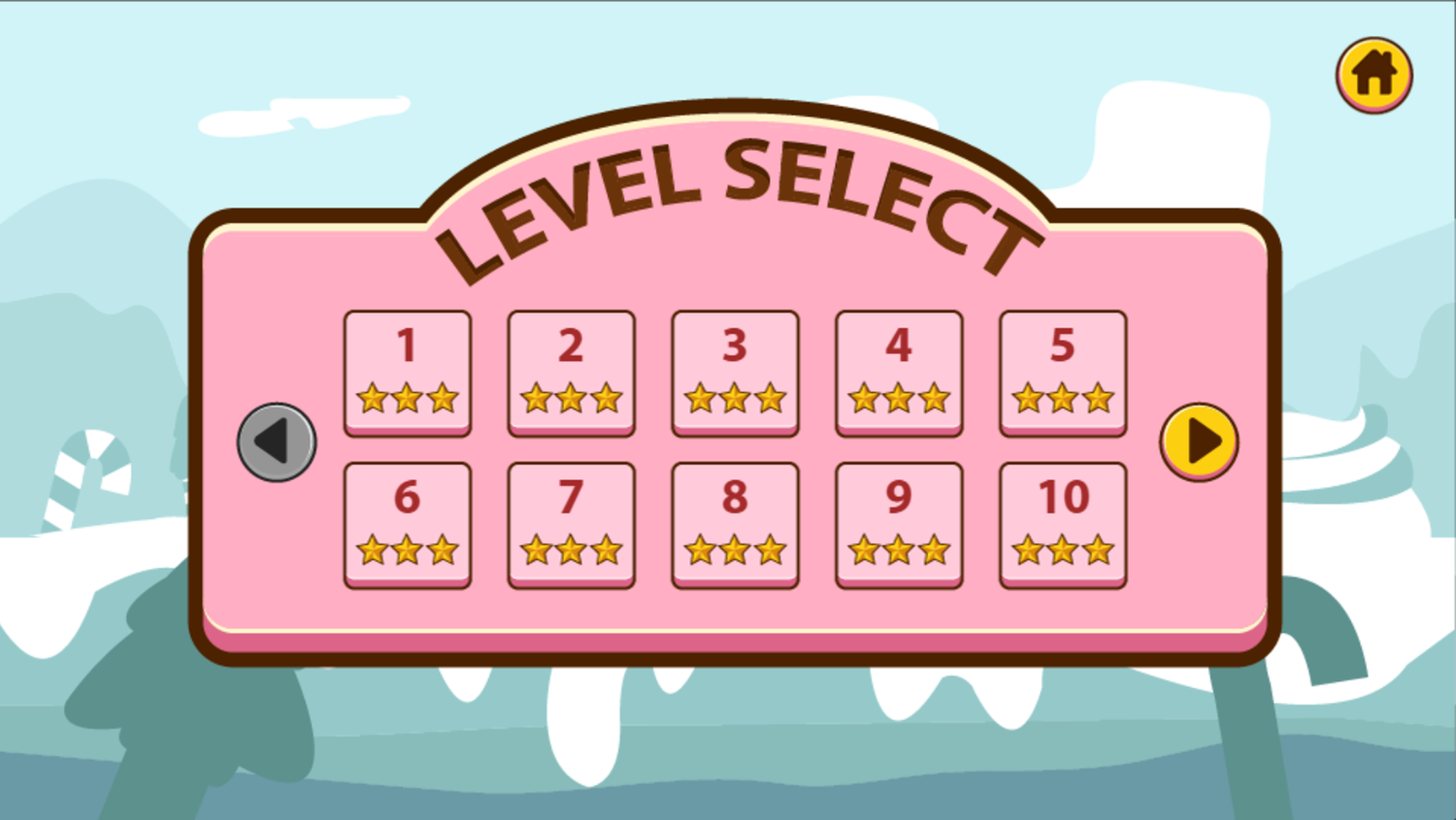 My Sweet Adventure Game Level Select Screen Screenshot.