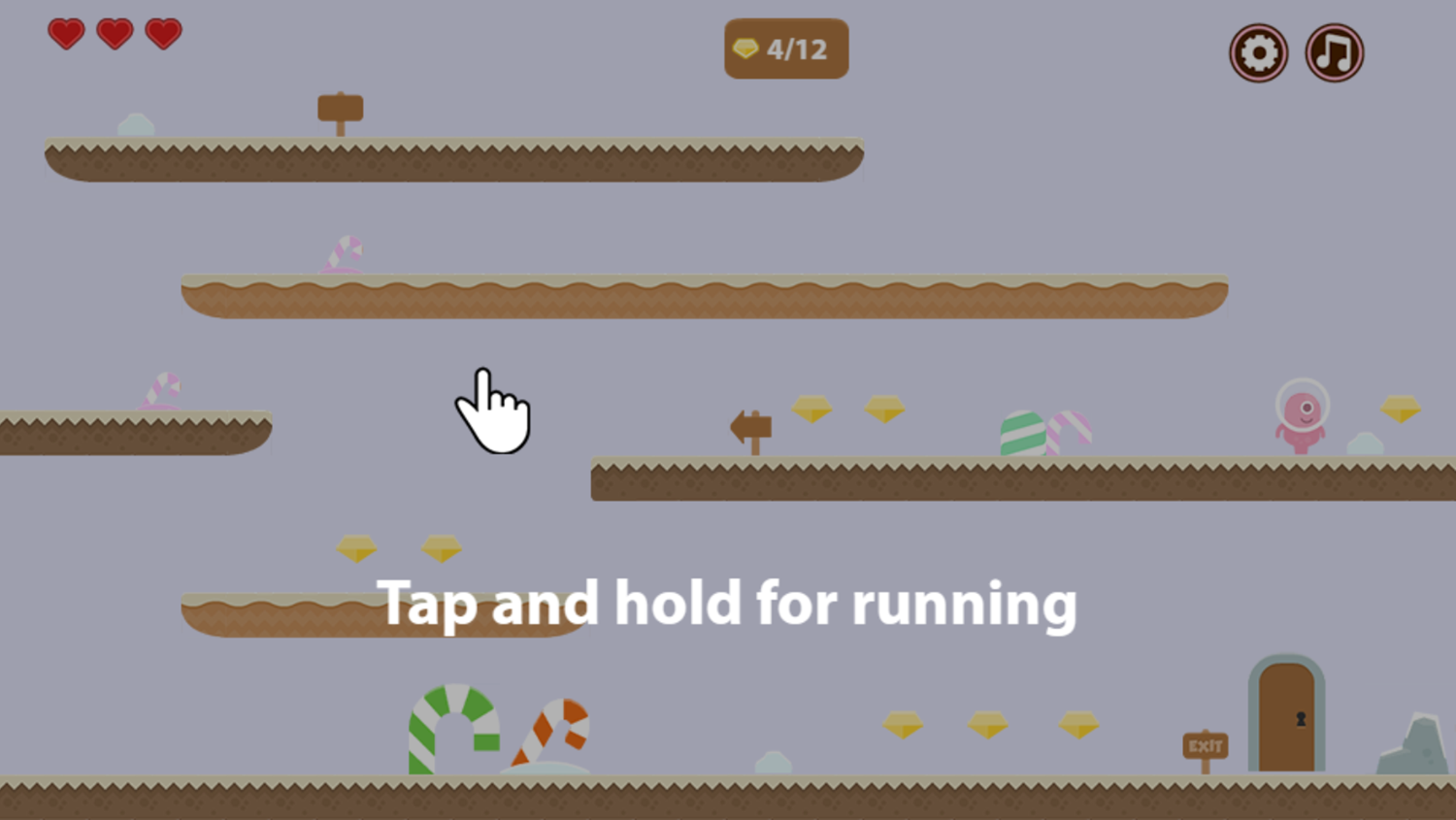 My Sweet Adventure Game Tap and Hold to Run Screenshot.