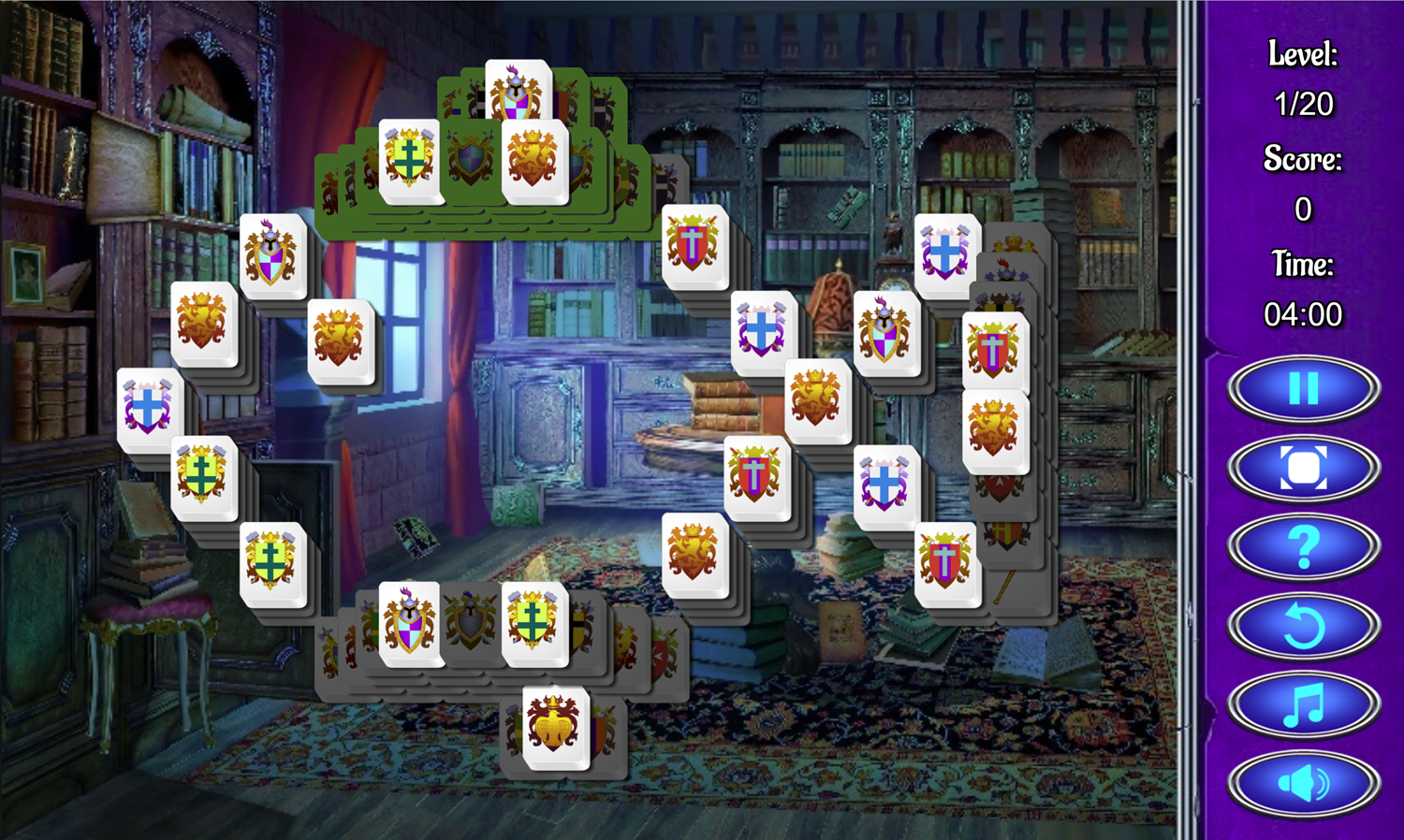 Mysterious Mahjong Game Coat of Arms Tiles Screenshot.