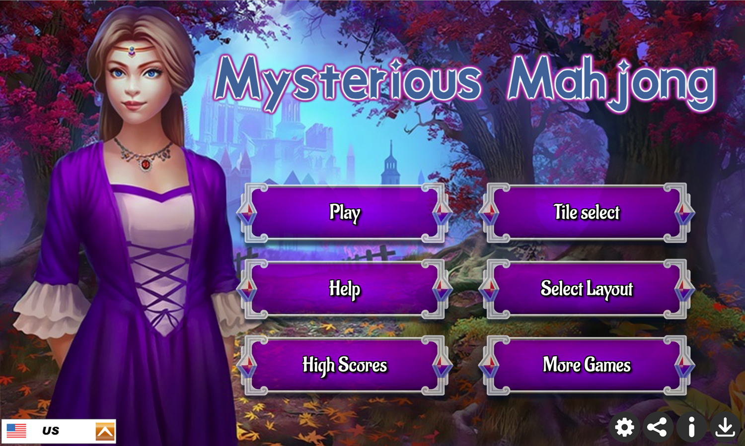 Mysterious Mahjong Game Welcome Screen Screenshot.