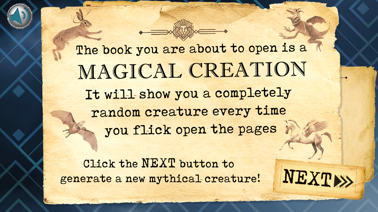 Mystical Creature Generator Game Instructions Screenshot.