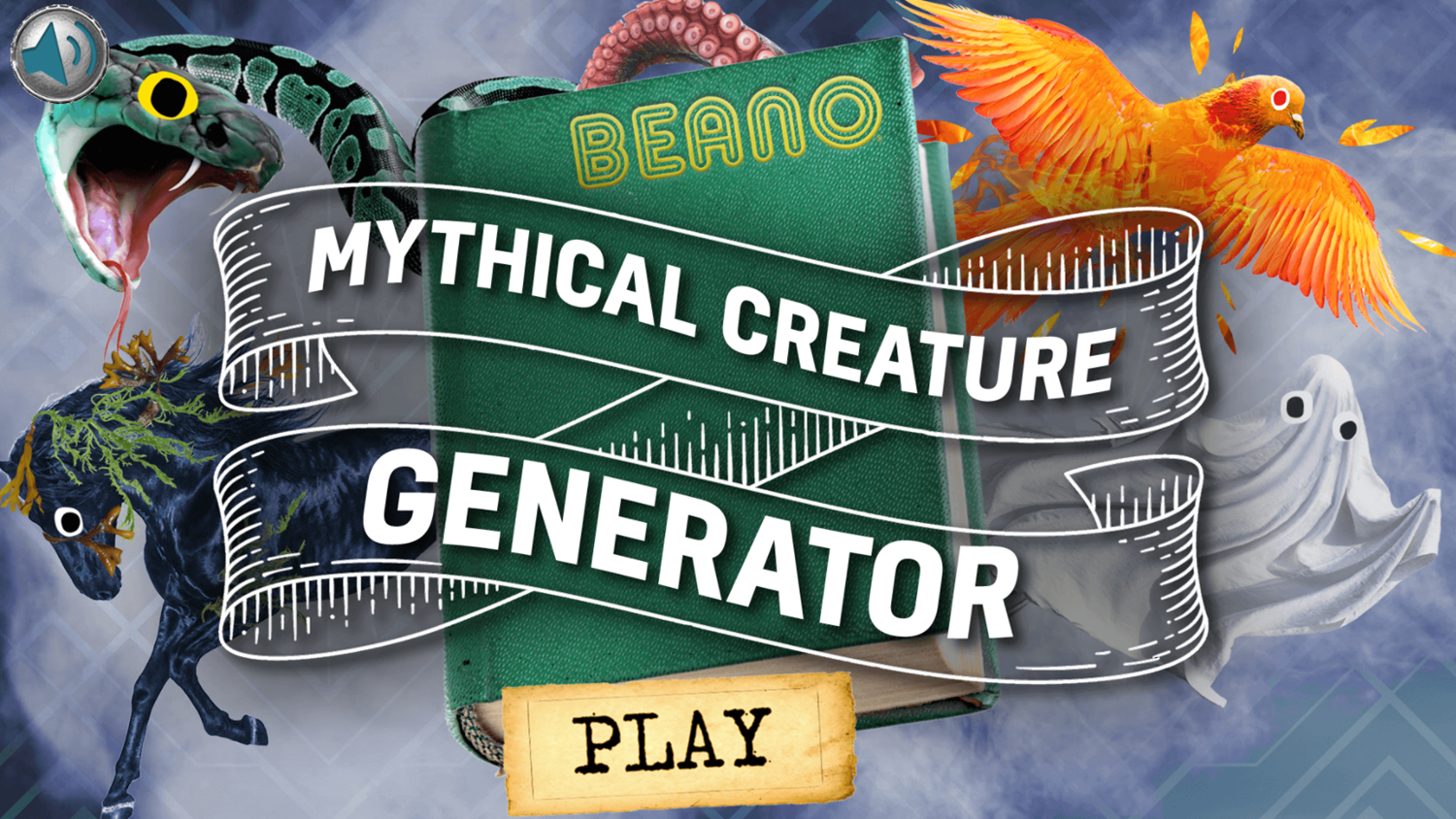 Mystical Creature Generator Game Welcome Screen Screenshot.