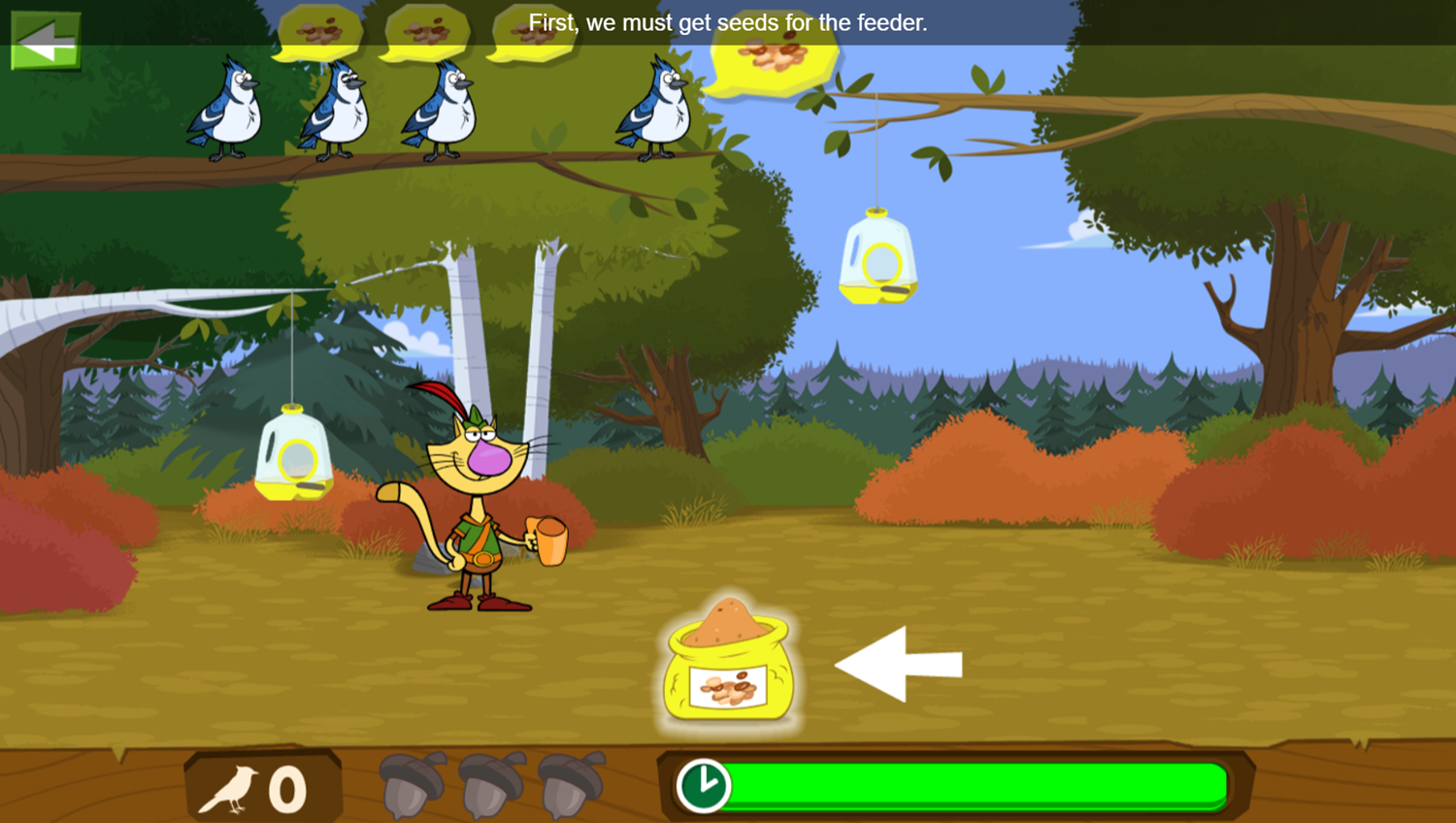 Nature Cat Fine Feathered Feast Game How To Play Screenshot.