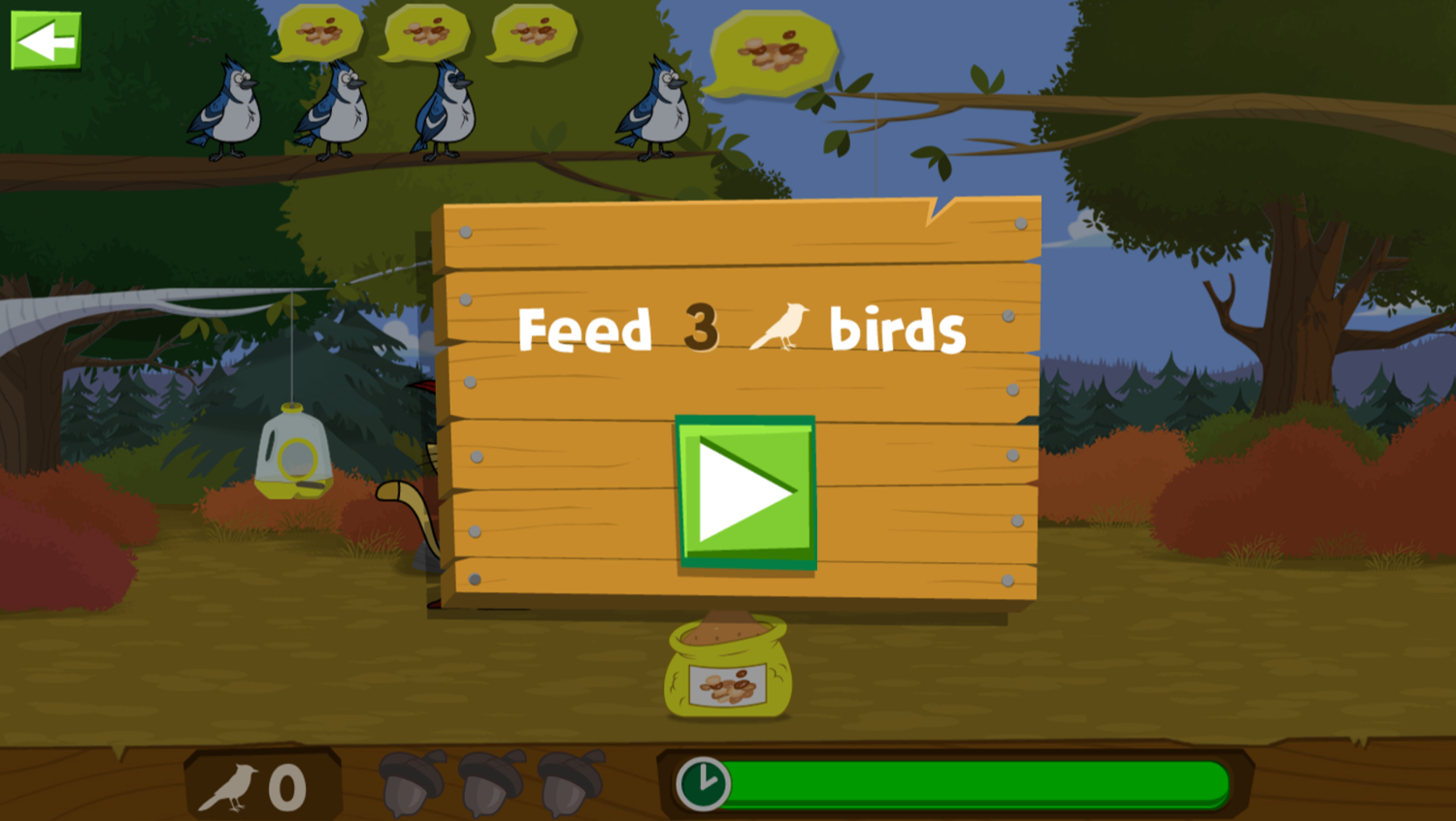 Nature Cat Fine Feathered Feast Game Level Goal Screenshot.