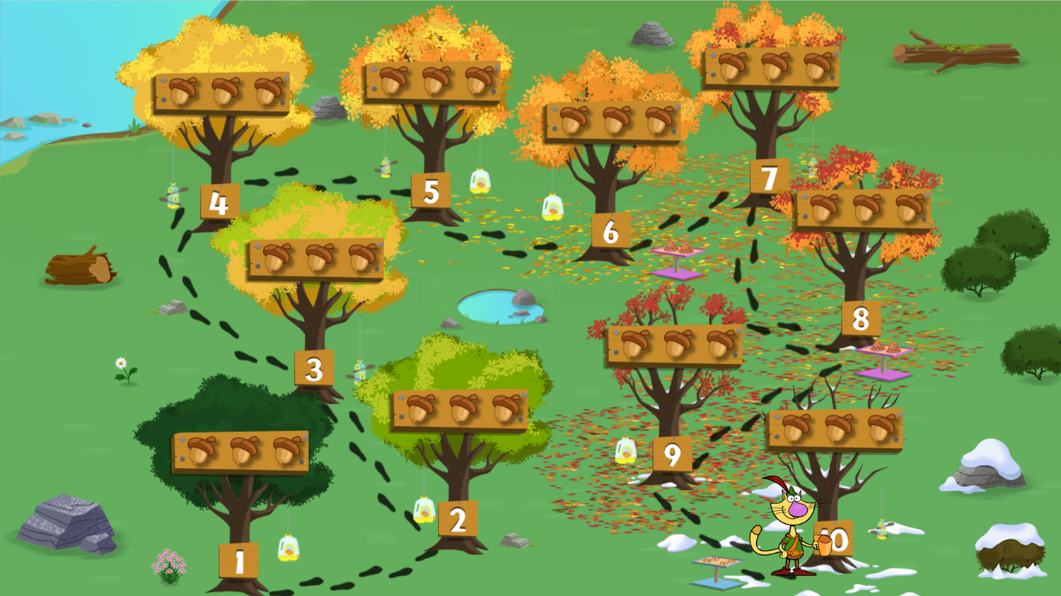 Nature Cat Fine Feathered Feast Level Select Complete Screenshot.