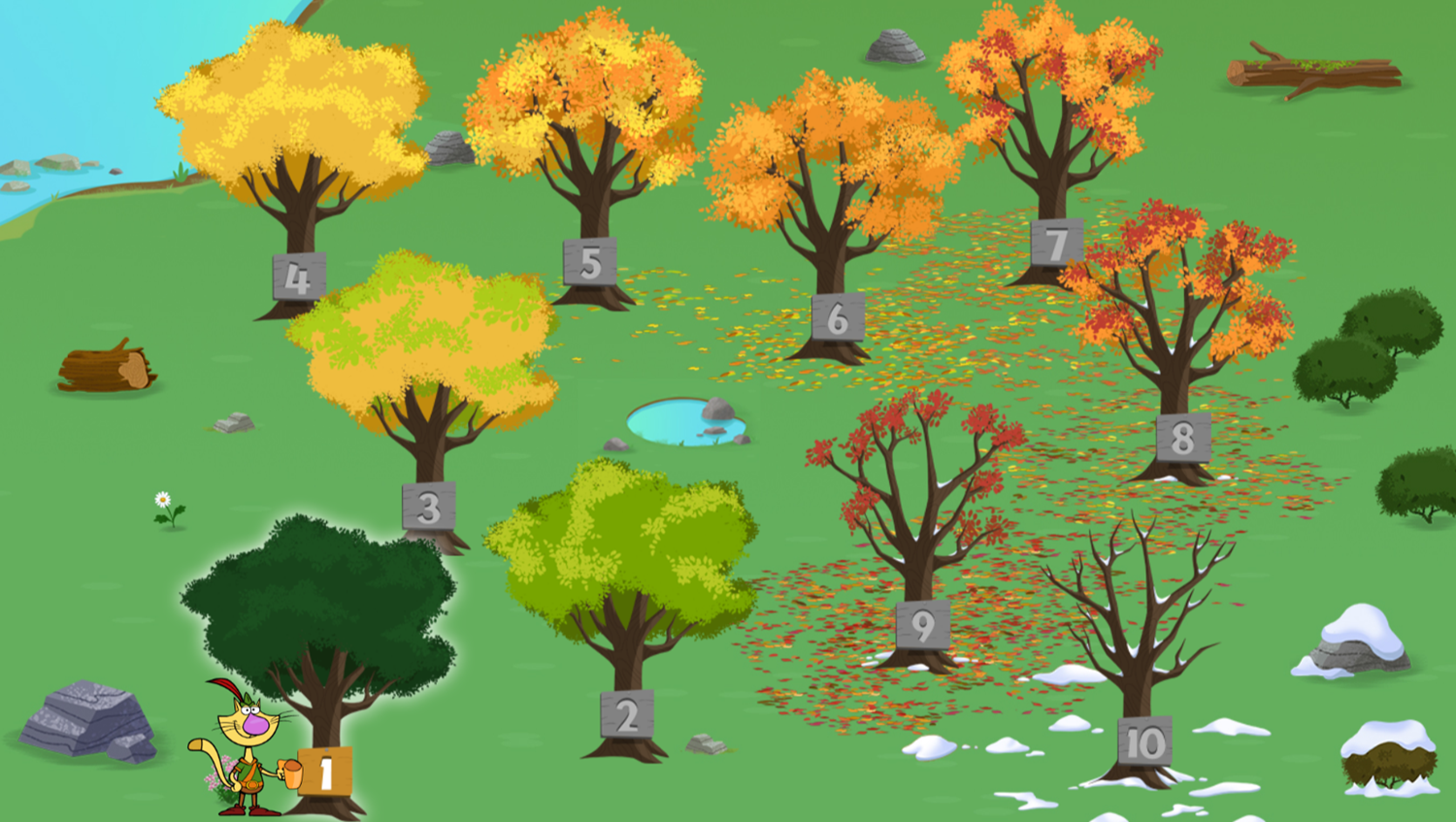 Nature Cat Fine Feathered Feast Game Level Select Screenshot.
