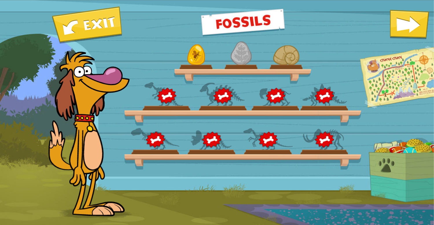 Nature Cat Hal's Big Dig Game Fossil Collection Screenshot.