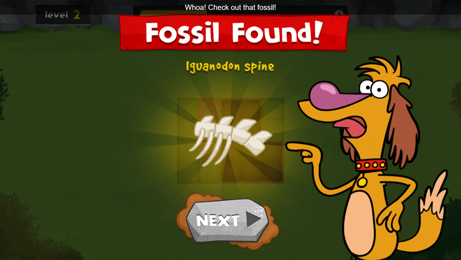 Nature Cat Hal's Big Dig Game Fossil Found Screenshot.