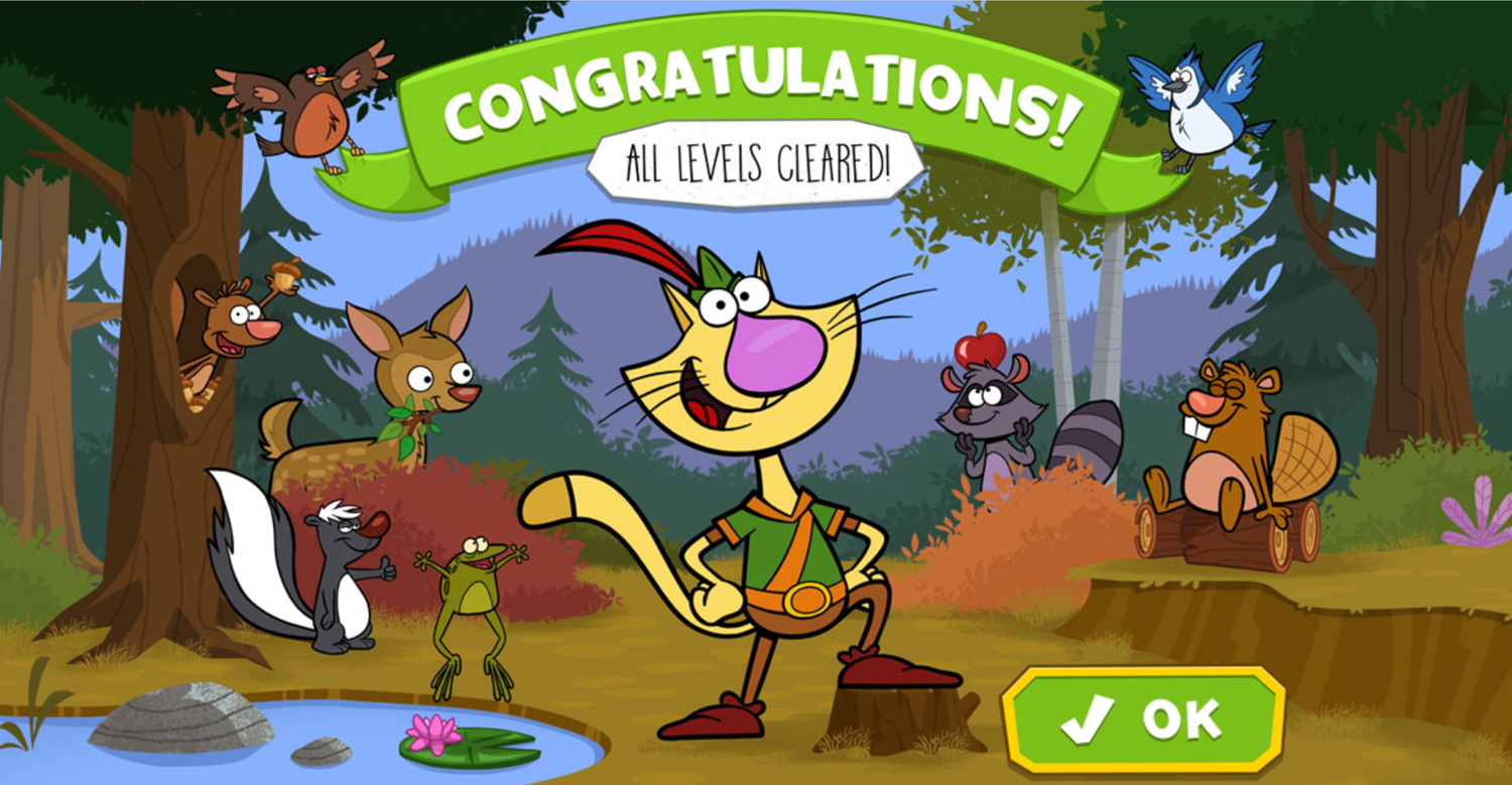 Nature Cat's Adventure Game Beat Screen Screenshot.