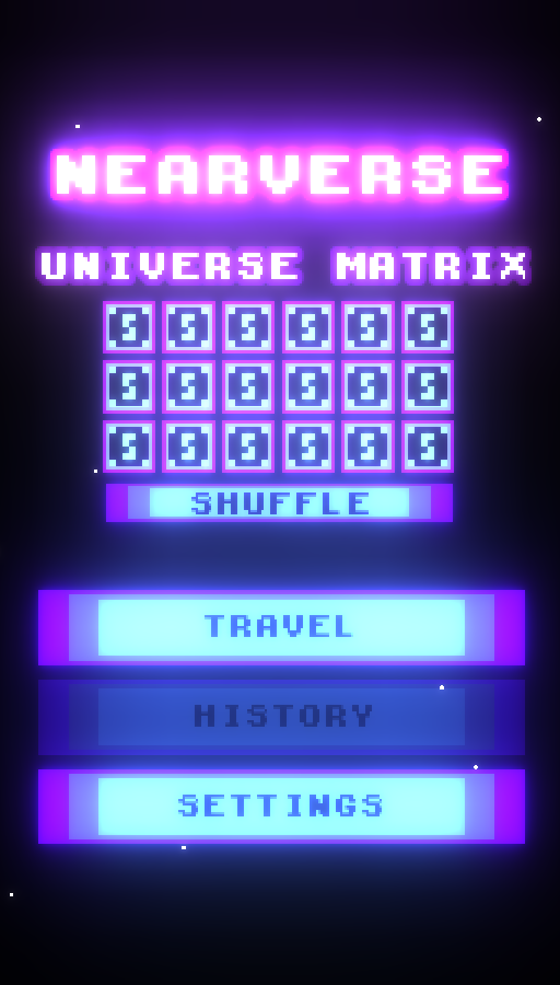 Nearverse Game Welcome Screen Screenshot.