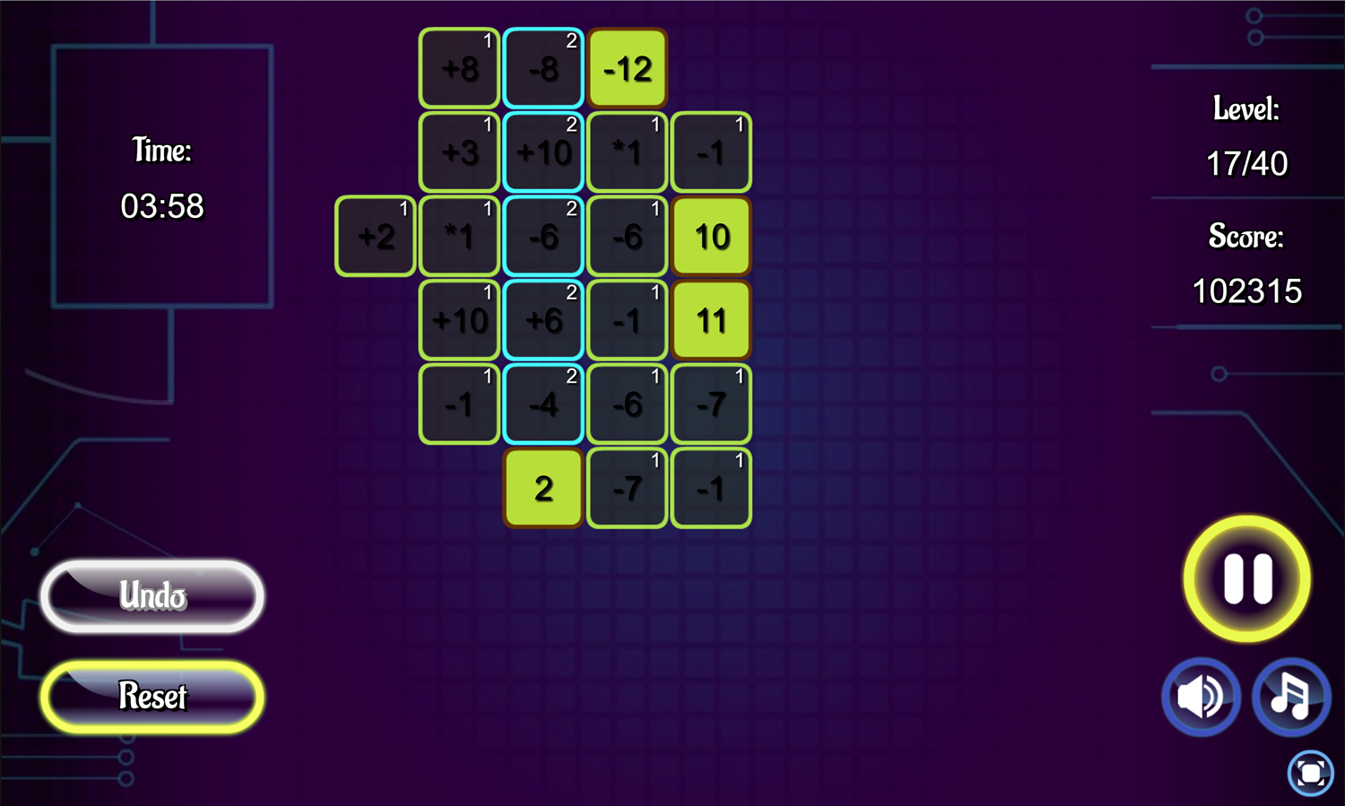 Neon Math Gameplay Screenshot.