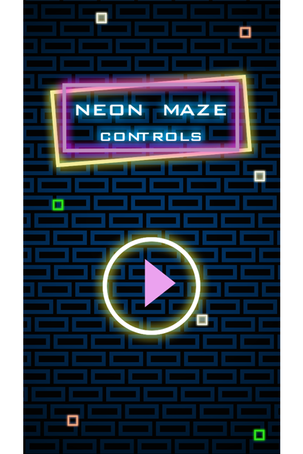 Neon Maze Control Welcome Screen Screenshot.