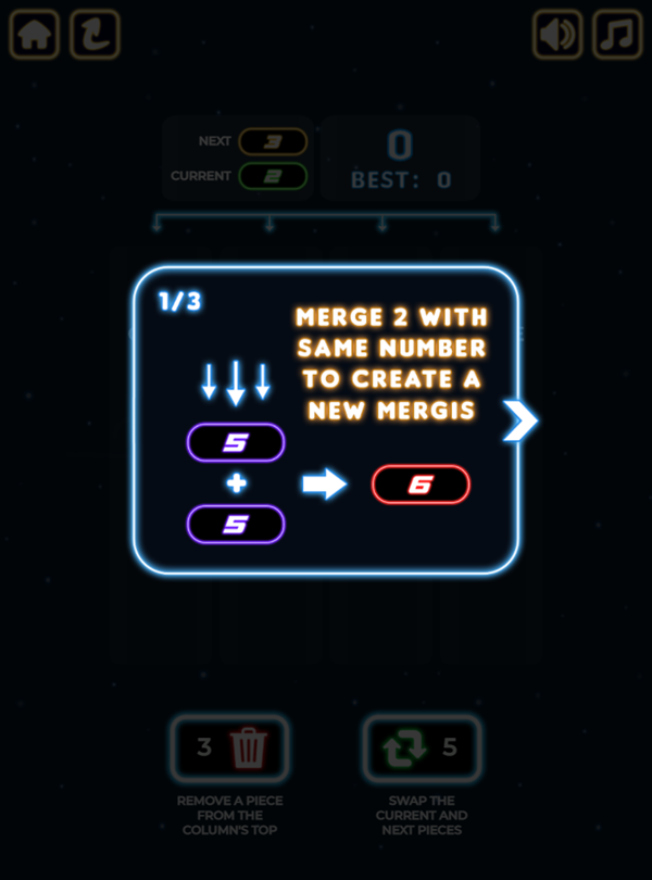 Neon Mergis Game How To Play Screenshot.