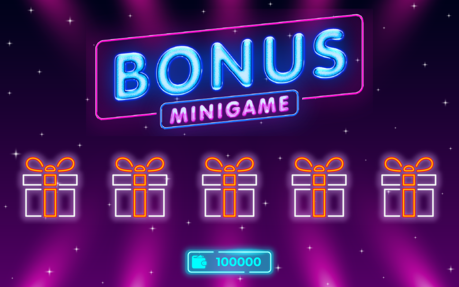 Neon Slot Machine Game Bonus Minigame Screenshot.