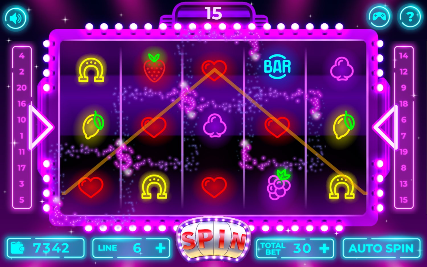 Neon Slot Machine Game Get Pattern Screenshot.