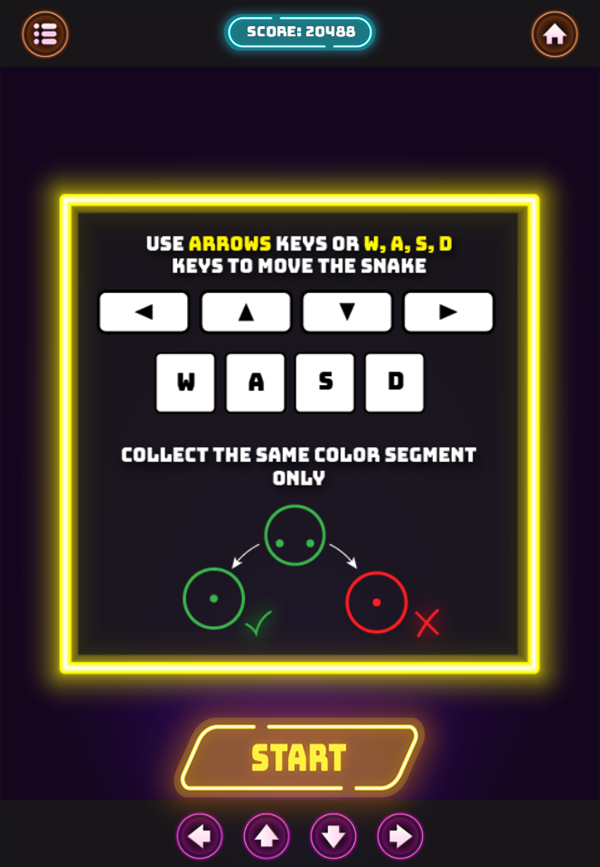 Neon Snake Game How To Play Screenshot.