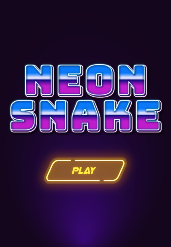 Neon Snake Game Welcome Screen Screenshot.