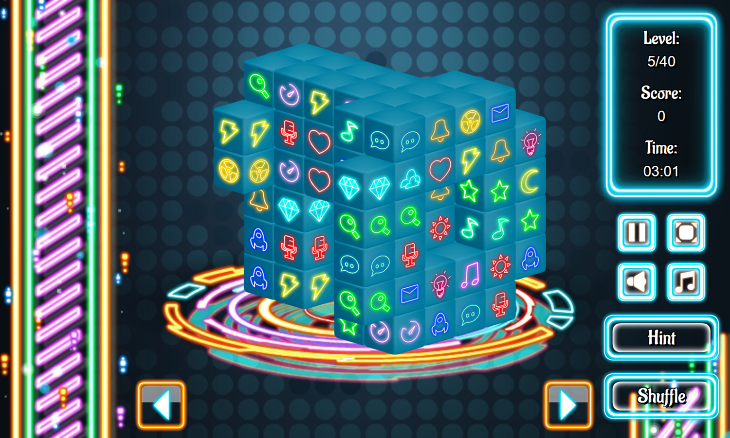 Neonjong 3D Game Level Progress Screenshot.