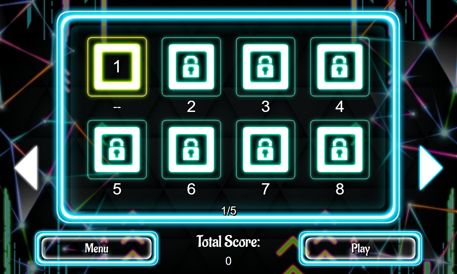Neonjong 3D Game Level Select Screenshot.