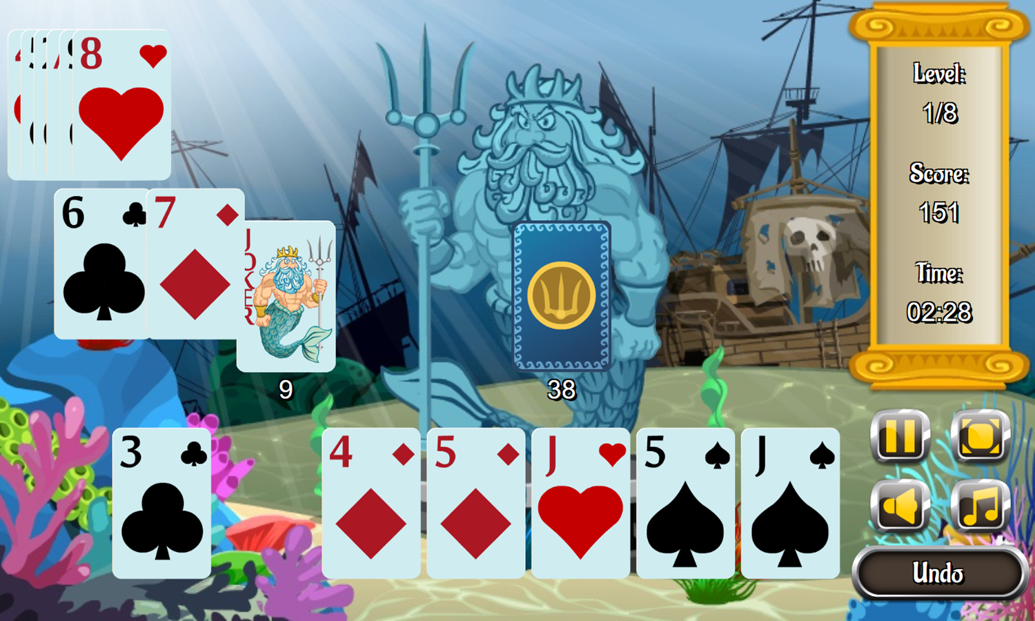 Neptune Solitaire Game Level Play Screenshot.