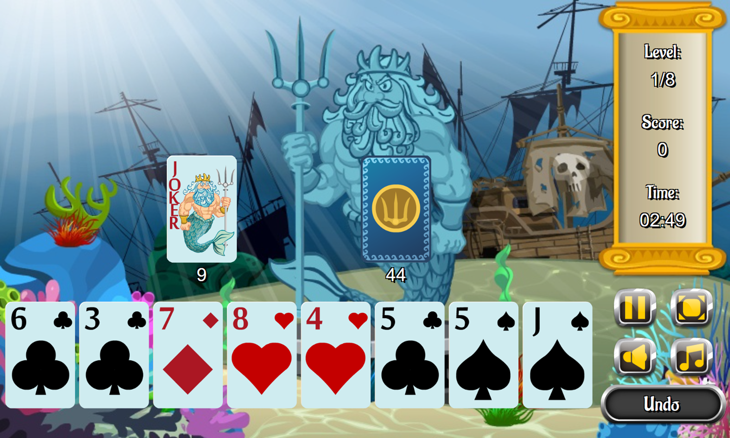 Neptune Solitaire Game Level Start Screenshot.