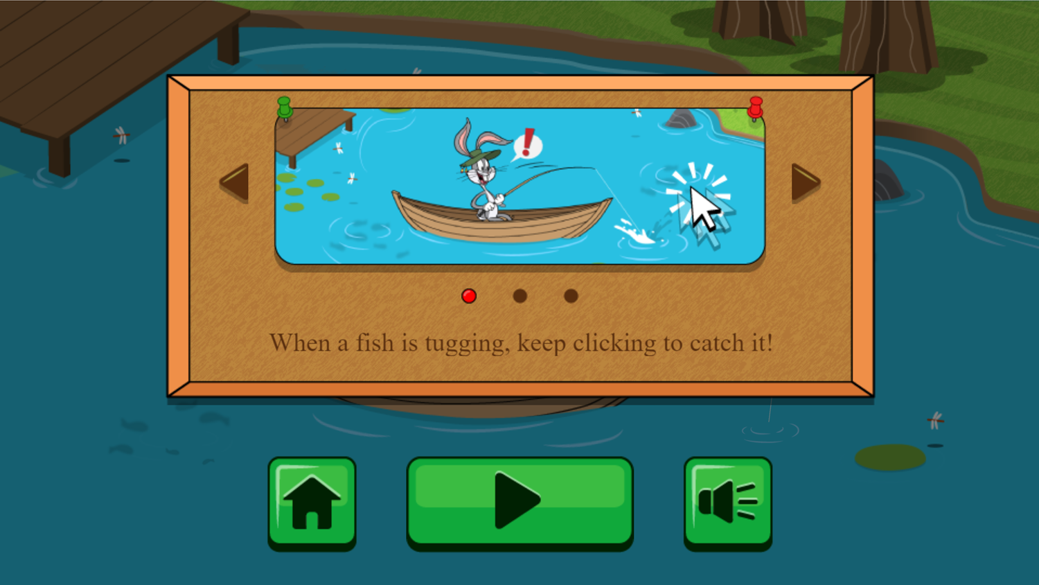 New Looney Tunes Gone Fishin Game How to Reel Instructions Screenshot.