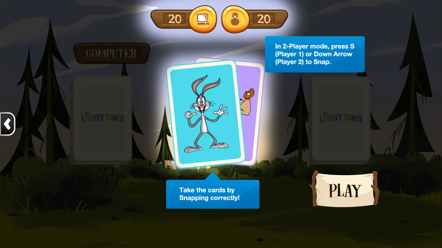 New Looney Tunes Snap Game Instructions Screenshot.