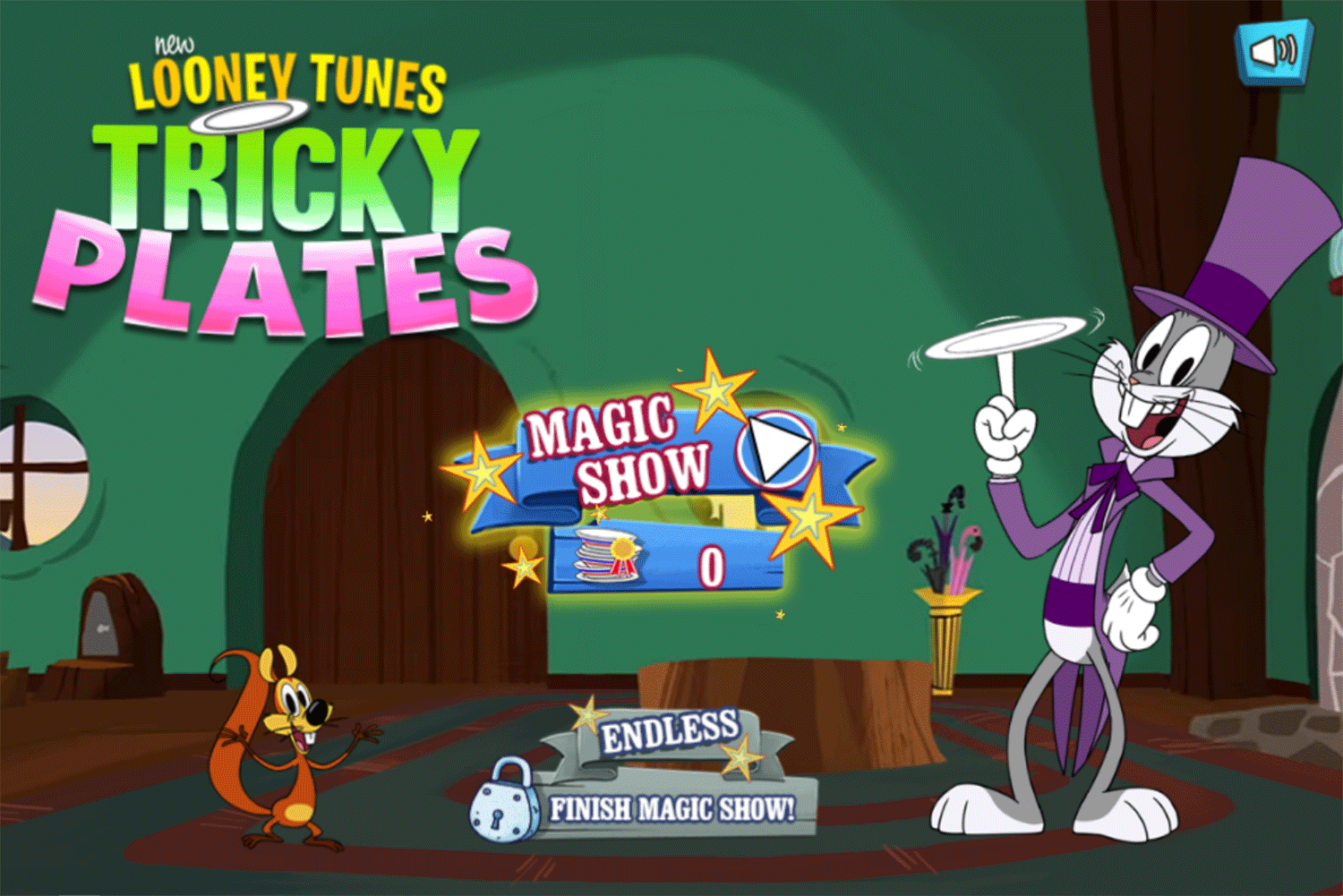 New Looney Tunes Tricky Plates Game Welcome Screen Screenshot.