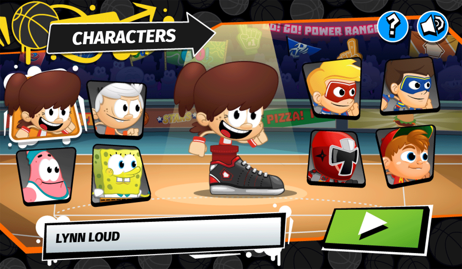 Nick Basketball Stars 3 Character Select Screenshot.