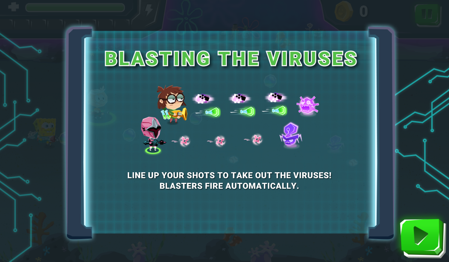 Nick Blaster Squad Game How To Blast Viruses Screenshot.