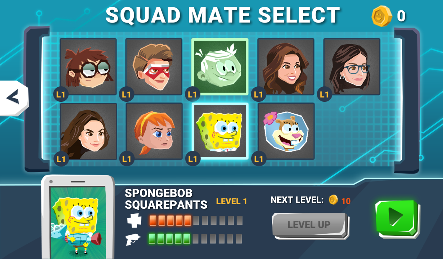 Nick Blaster Squad Game Select Squad Mate Screenshot.