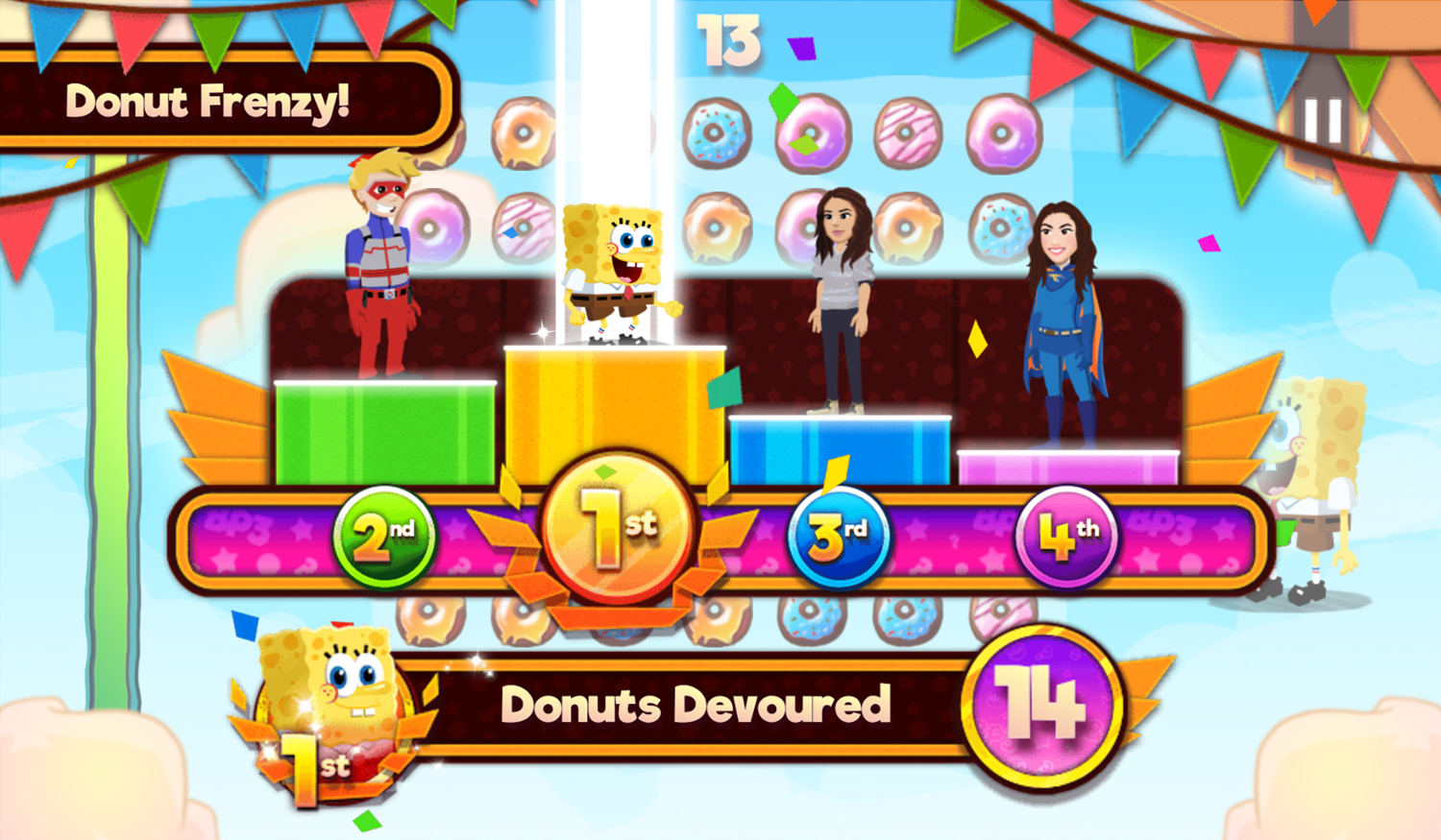 Nick Block Party 3 Game Mini Game Donut Frenzy Results Screenshot.