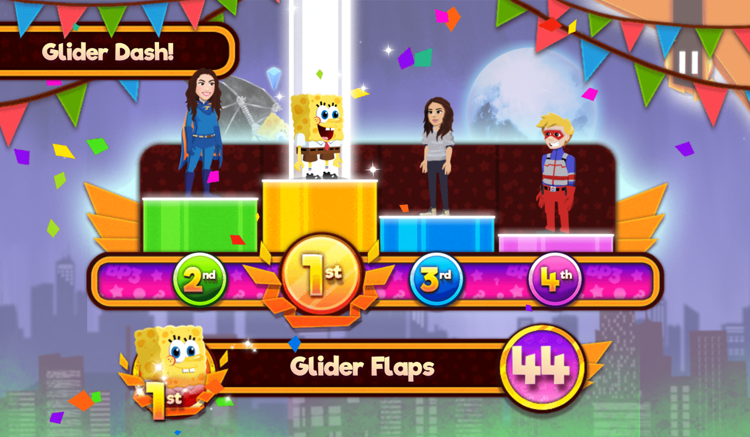 Nick Block Party 3 Game Mini Game Glider Dash Results Screenshot.