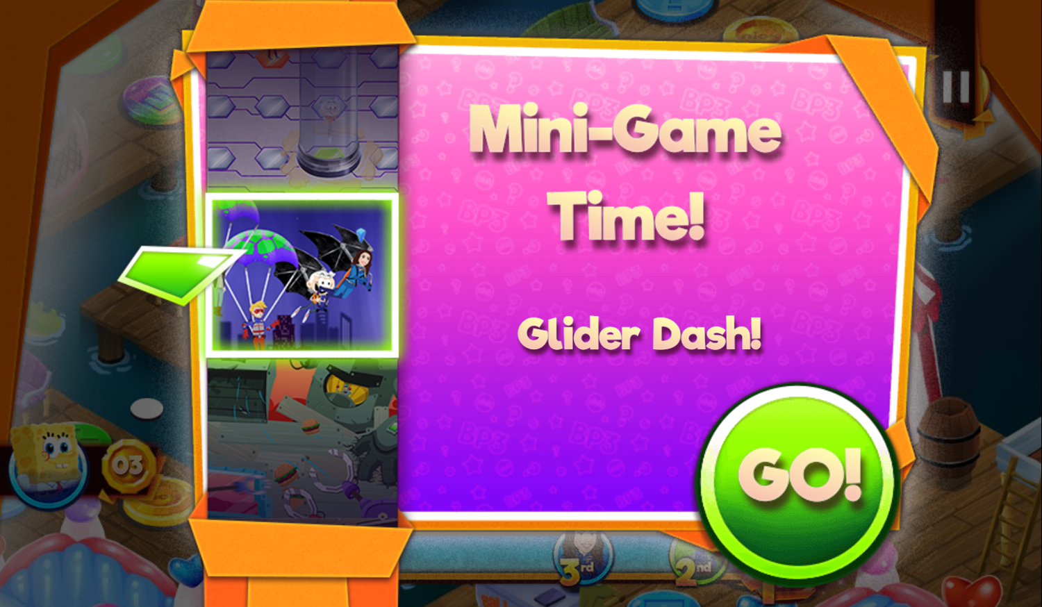 Nick Block Party 3 Game Mini Game Glider Dash Screenshot.