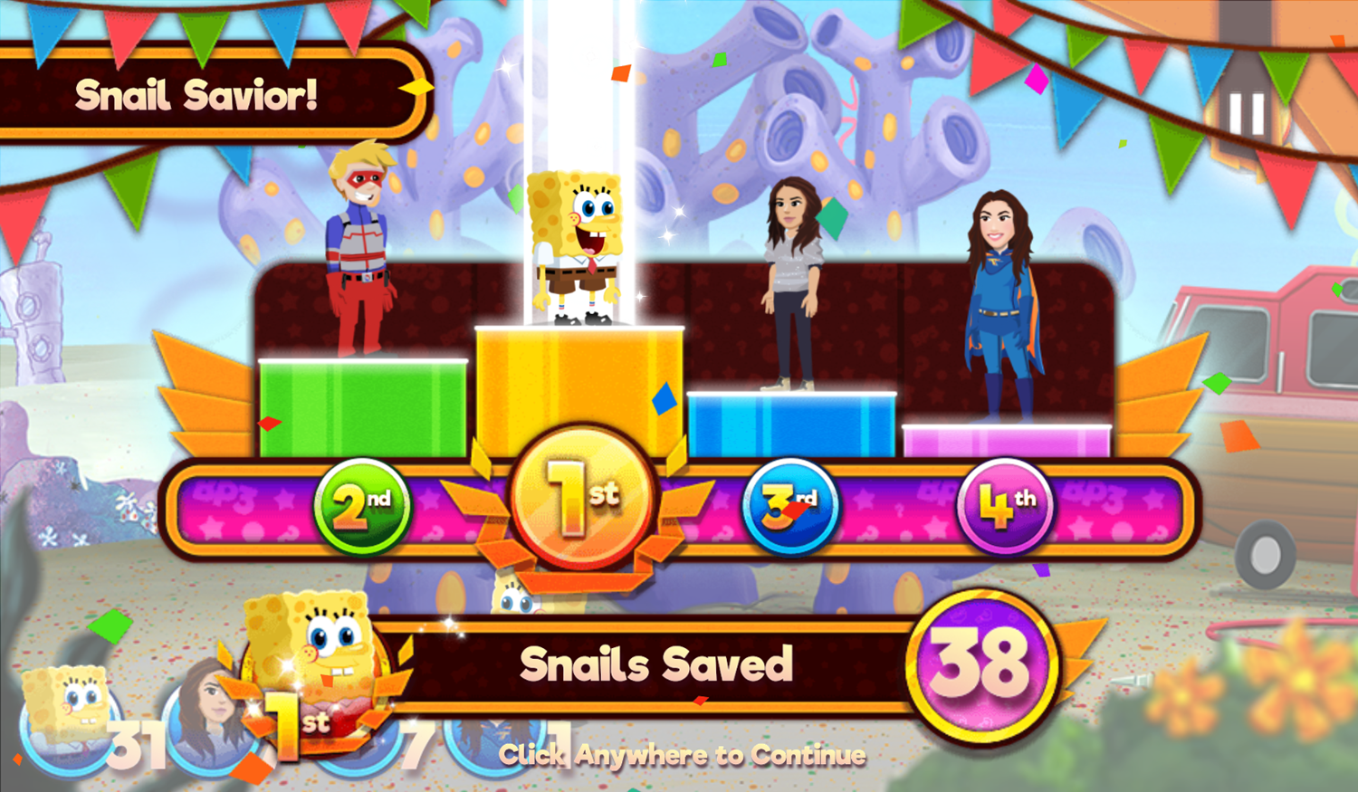 Nick Block Party 3 Game Mini Game Glider Snail Savior Screenshot.